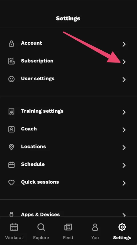 Subscription in Settings